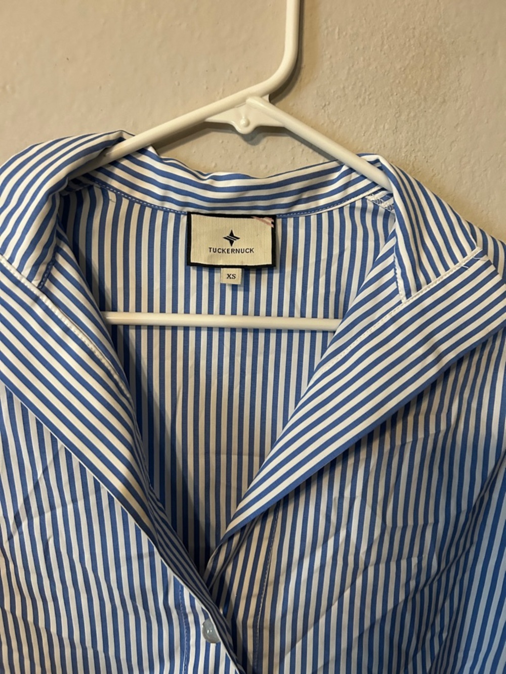 Tuckernuck Blue and White Striped Cotton Button-Down Shirt